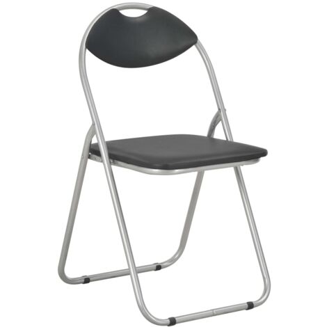 Lot De 6 Chaises Pliantes Similicuir Argent-noir – HAEST – Acier – Solides