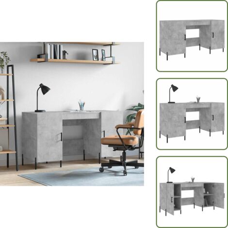 Bureau gris béton 140x50x75 cm bois d'ingénierie - Bureau D'étude ...
