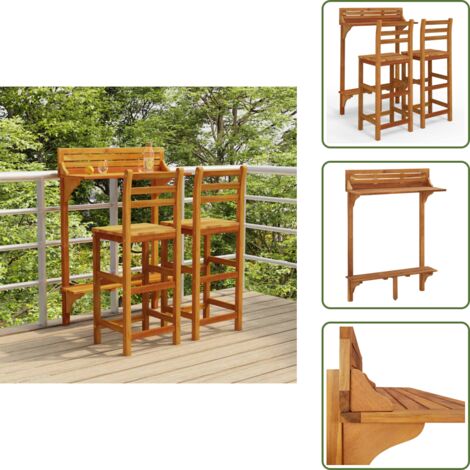 VidaXL Ensemble Bistro Jardin 3 Pièces Bois Acacia Massif - Table Ronde Et 2 Chaises Pliantes
