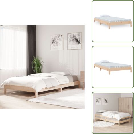 Cadre De Lit Simple 90x190cm En Pin Massif - Blanc - Avec Tête Et Pied De Lit - Support 80kg