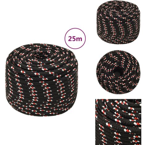 Corde Polypropylène 8 Mm – 100 M, Noir, Flottante | Pour Bateau, Amarrage, Extérieur, Résistante Aux Intempéries