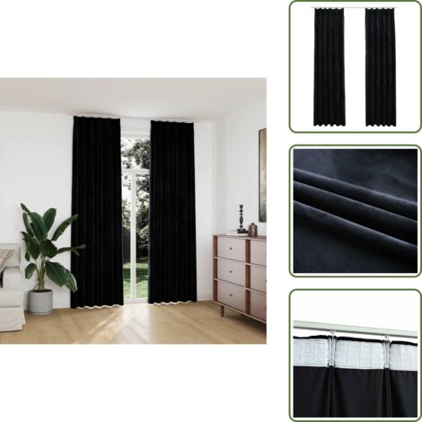 2 panneaux rideaux noirs 150X210 cm