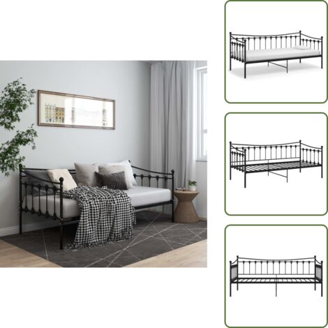 VIDAXL - Cadre de canapé-lit extensible noir métal 90x200 cm