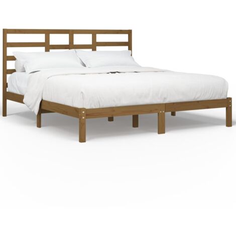 Cadre De Lit En Bois Massif 200x200 Cm - Couleur Miel - Neuf
