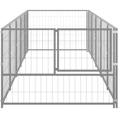 BaraSh Chenil Argenté 13,31 M² Acier,Cage Pour Chien,Parc