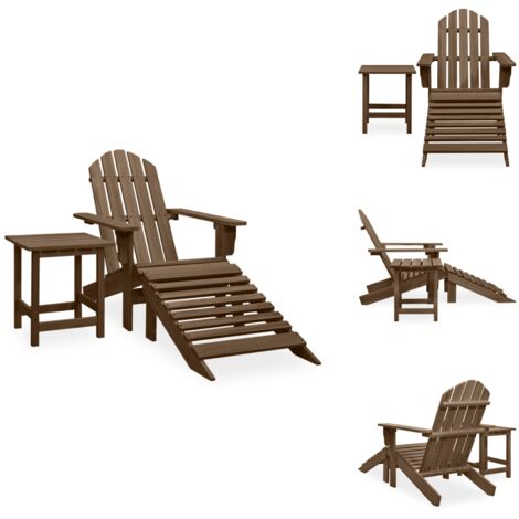 VidaXL Chaise Adirondack Avec Pouf – Bois Massif Sapin Jaune, Fauteuil Jardin Ergonomique Et Relaxant