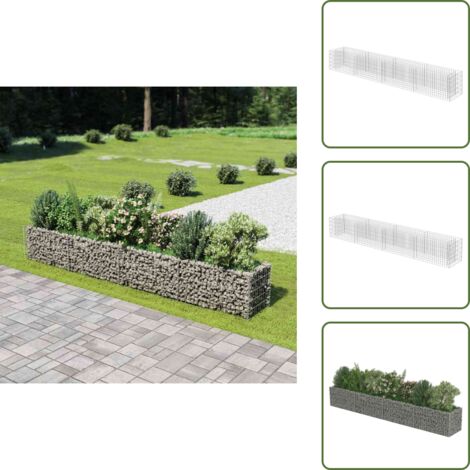 Jardinière Gabion Acier Galvanisé - 270x50x100 Cm, Maille 10x5 Cm - Lit Surélevé Pour Légumes, Fleurs, Extérieur