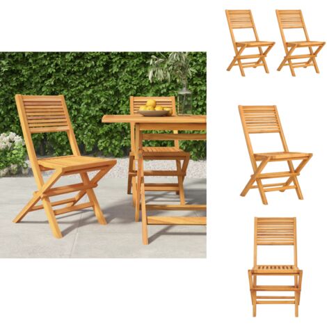 Chaises de jardin pliantes lot de 2 47x62x90cm bois massif teck ...