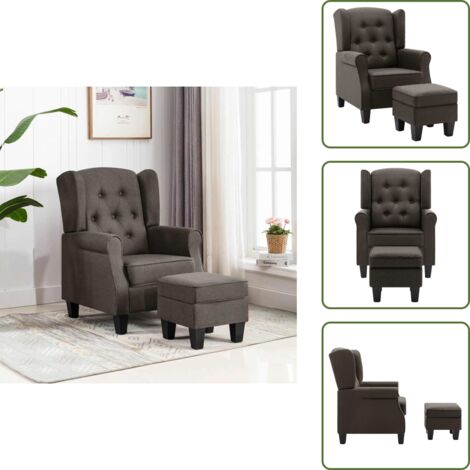 Fauteuil Relax Moderne Gris Foncé Avec Pouf | Yaheetech Salon Chaise Repose-pieds