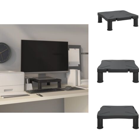 Support Double Moniteur Bureau Bois - Plateau Surélevé 100x27x10 Cm - Avec Rangement Intégré - Noire - 25 Kg Charge Max - 7