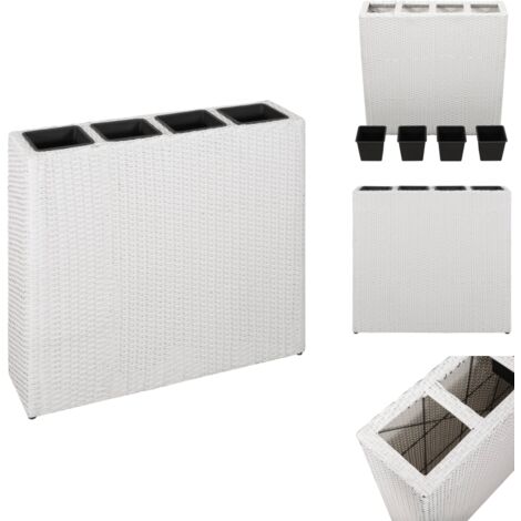 Jardinière Surélevée VidaXL - Résine Tressée Blanc - Avec 4 Pots Amovibles - 79x76cm