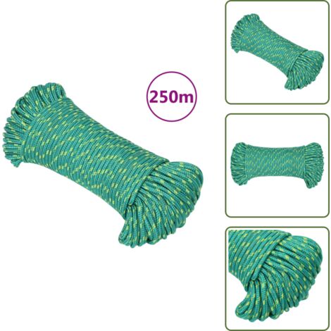 Corde De Bateau Polypropylène 8 Mm X 25 M - Vert, Résistance 420 Kg - Pour Amarrage, Camping, Bricolage, Marine