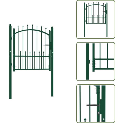 Portillon De Jardin En Acier Avec Pointes - 200 X 100 Cm - Design Arqué Moderne - Gris - VidaXL