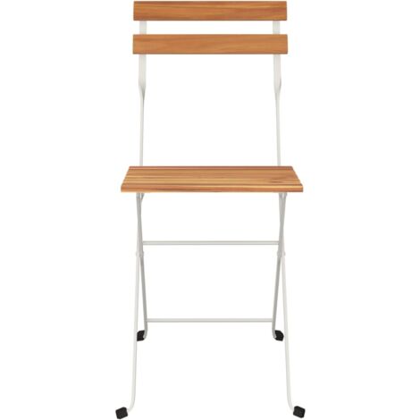 Lot De 2 Chaises De Bistrot Pliantes - Bois D'Acacia Et Acier - NEUF