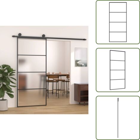 Fangming-Porte coulissante Verre ESG et aluminium 90x205 cm Noir