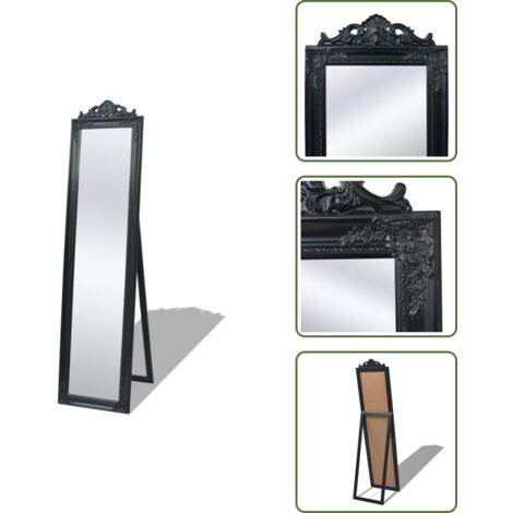 Miroir Mural Baroque Rectangulaire Noir - Dimensions 43x36 Cm - Cadre Arabesque Style Rococo