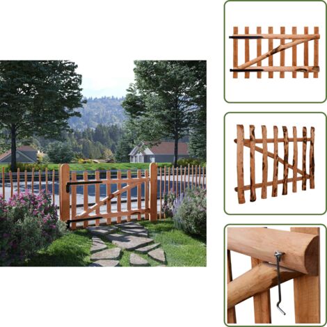 Portillon De Clôture En Noisetier Imprégné 100x60cm - Porte Jardin, Charnières Incluses, Style Rustique