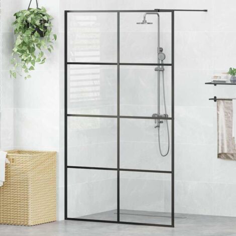 Paroi De Douche En Verre Noir – 115 X 195 Cm – Verre ESG Trempé Transparent – Aluminium