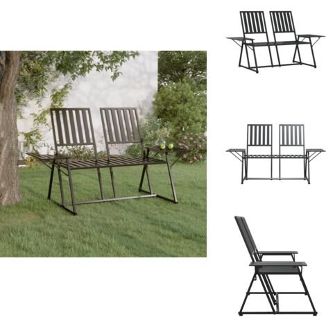 Banc De Jardin 2 Places En Bois Et Fonte D’aluminium – Résistant Aux Intempéries – Longueur 145 Cm (57 Pouces) – Capacité 750 Kg - 5