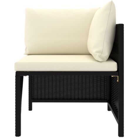 Canapé 2 Places Jardin Résine Tressée VidaXL - Meuble Extérieur Avec Coussins Confortables Noir