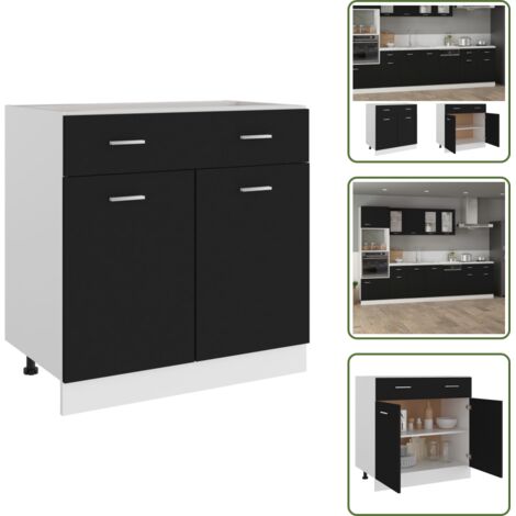 Armoire De Cuisine Blanc 80x46x81.5cm - Meuble Rangement Avec 1 Tiroir Et 2 Étagères
