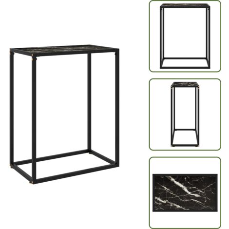 Table console Marbre noir 180x35x75,5 cm Verre trempé