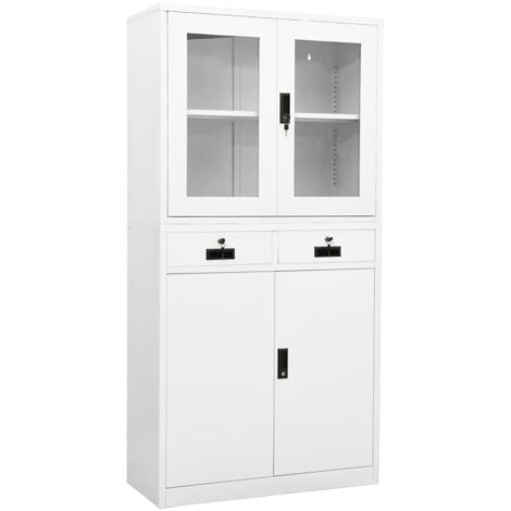 Armoire De Bureau VidaXL - Rangement Avec Tiroir | Blanc 33,5x50x75 Cm | Bois D'Ingénierie