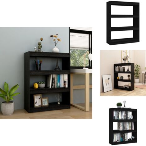 Séparateur de pièce noir meuble de salon en bois véritable pin