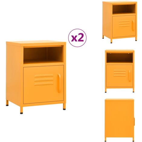Table De Chevet Orange 35x35x51 Cm – Structure Acier, Design Moderne, Neuve