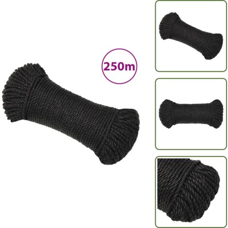 Corde De Travail Polypropylène Noire 12mm - 50 Mètres - Résistance 750 Kg - Flottante