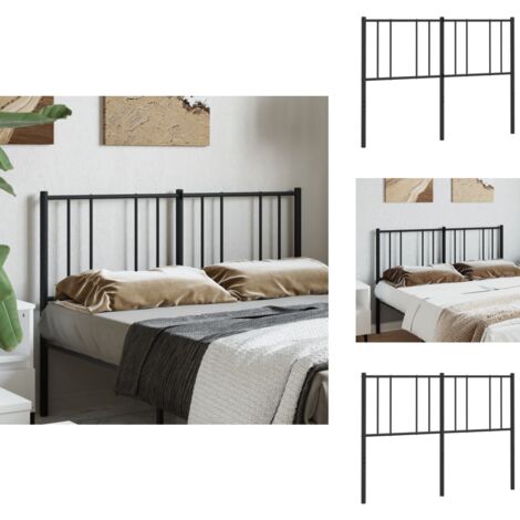 VidaXL Tête De Lit Métal Noir 160 Cm - Tête De Lit Double Robuste Et Élégante Pour Chambre