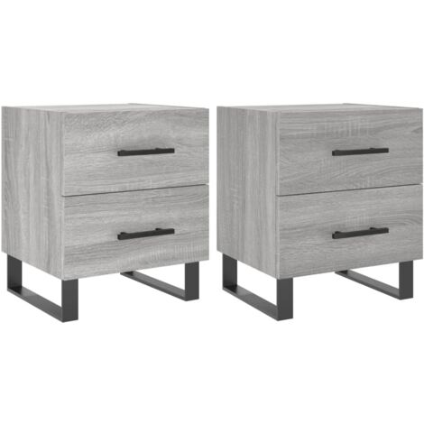 Lot De 2 Tables De Chevet Vicco – Sonoma – 3 Tiroirs Chacune – MDF Et Aggloméré