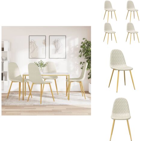 Chaises De Salle à Manger CLP Asti - Lot De 4, Velours Crème, Dossier Rembourré, Structure Métal - Supportent 150 Kg