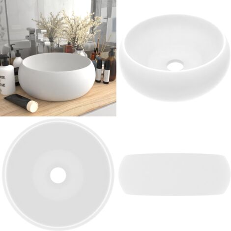 Lavabo En Ceramique Blanc Vasque A Poser Rond Evier Design Moderne