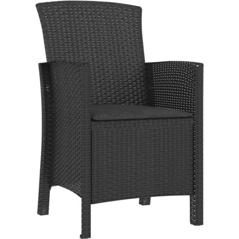 Chaise De Jardin En Rotin Synthétique PP Anthracite Avec Coussin - VidaXL, Neuf, Set Canapé Jardin
