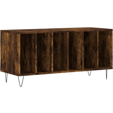 VidaXL Meuble Support Tourne-Disque – Armoire à Disques Vinyles Chêne Marron, Rangement LP + Plateau Robuste, Style Industriel Pieds Fer