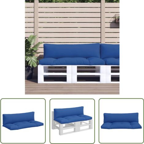 Coussins Palette Extérieur VidaXL - Lot De 3 (siège, Dossier, Latéral) - Bleu Royal, Polyester Imperméable