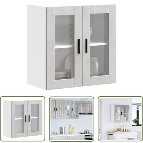 Vidaxl Armoire Murale De Cuisine Et Porte En Verre Kalmar Sonoma Gris