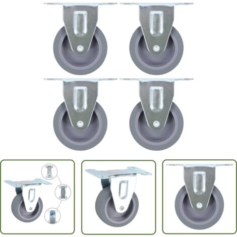 The Living Store Roulettes fixes 4 pcs 75 mm - Roulettes Fixes - Roulettes Pour Meuble - Accessoires De Rangement - Roues Industrielles - Fixation De Meuble (1/5)
