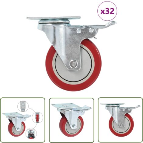 The Living Store Roulettes pivotantes 32 pcs 100 mm - Roulettes Pivotantes - Roulettes De Meuble - Roulettes Industrielles - Chariots Mobiles - Accessoires De Rangement (1/5)