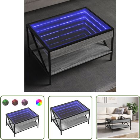 Table basse avec LED infini chene marron 50x53x30 cm