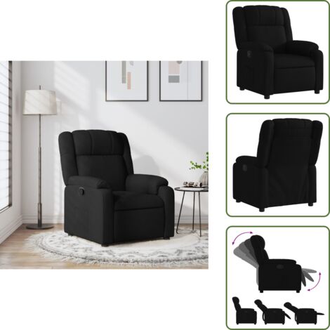Fauteuil Relax Electrique VidaXL - Dossier Et Repose-Pied Réglable - Tissu Noir 110kg