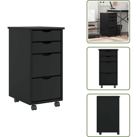 VidaXL Armoire roulante en pin massif avec bureau intégré et