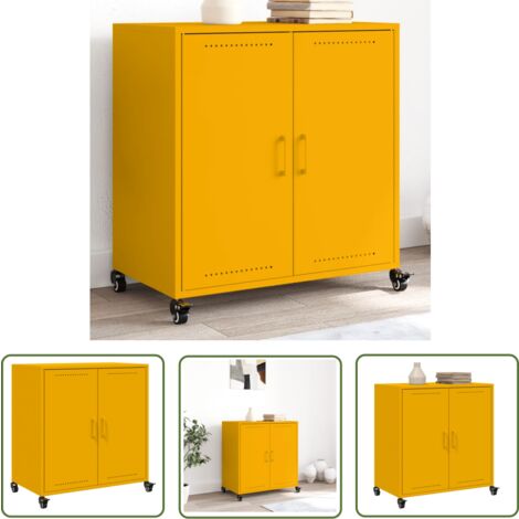 Porte-parapluies VidaXL Jaune Moutarde Acier - Dimensions 28x12x41cm, Intérieur, Capacité 10kg, Design Moderne