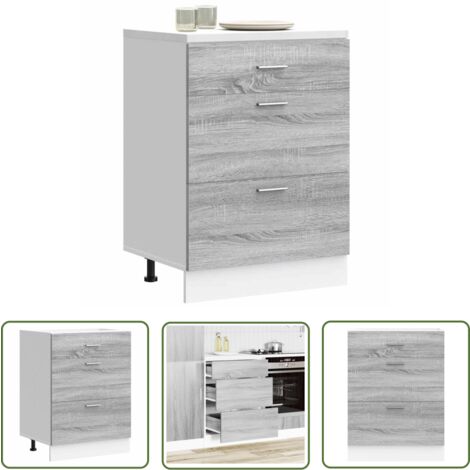 Armoire De Cuisine Chêne Sonoma VidaXL - 38x41.5x131.5cm - Bois Ingénierie - Portes Réversibles - 60kg De Charge - 3