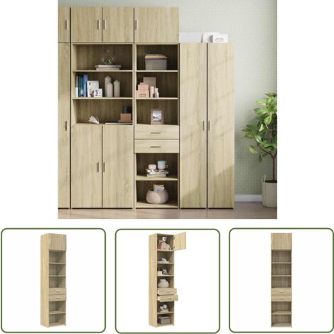 Armoire De Rangement Cuisine VidaXL - Meuble Avec étagères, Portes, Dimensions 60x57x207 Cm, Couleur Chêne Sonoma, En Bois D'ingénierie