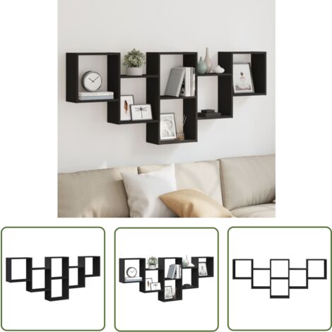 vidaXL Étagères murales 2 pcs noir 100x15x20 cm bois d'ingénierie