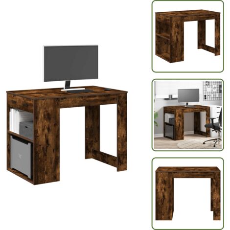Bureau En Chêne Fumé Avec Tiroir – 115x50x75 Cm – Bois D’ingénierie