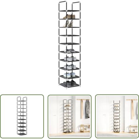 Étagère Chaussures 10 Niveaux Métal – Rangement Vertical étroit, Modulable Salon/Chambre