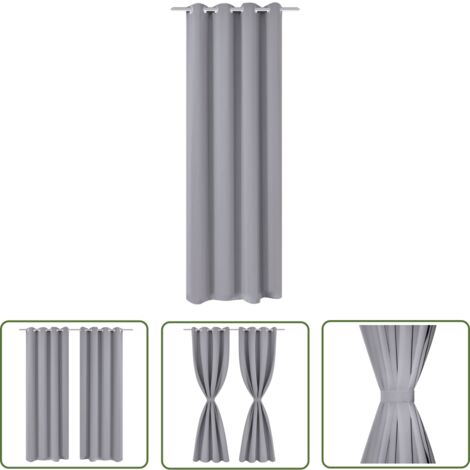 Store Romain RAYA Gris Opaque à œillets - 45 X 130 Cm, Polyester, Légèrement Occultant, Montage Sans Perçage - 11